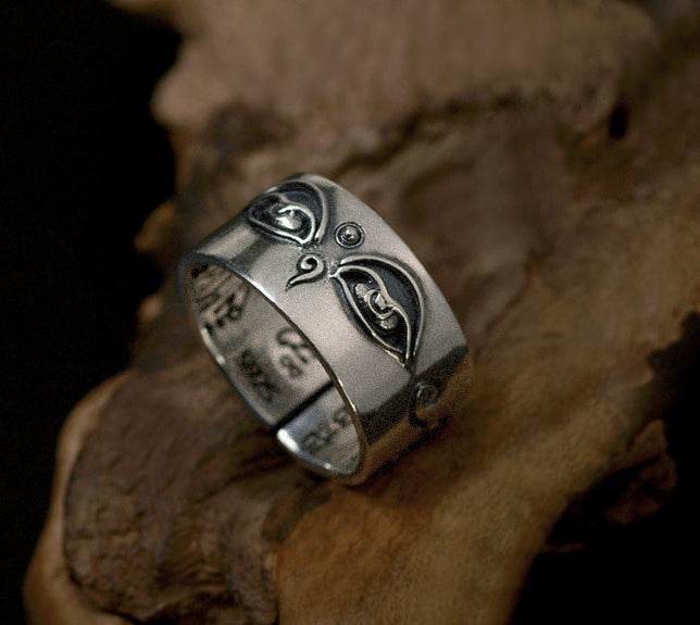 Men's fashion dharma eye sterling silver ring - MOWTE
