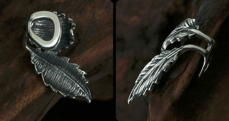 Men's fashion elf leaves silver ear cuff - MOWTE