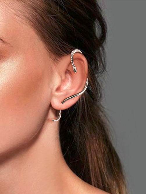 Men's fashion winding snake silver ear cuff - MOWTE