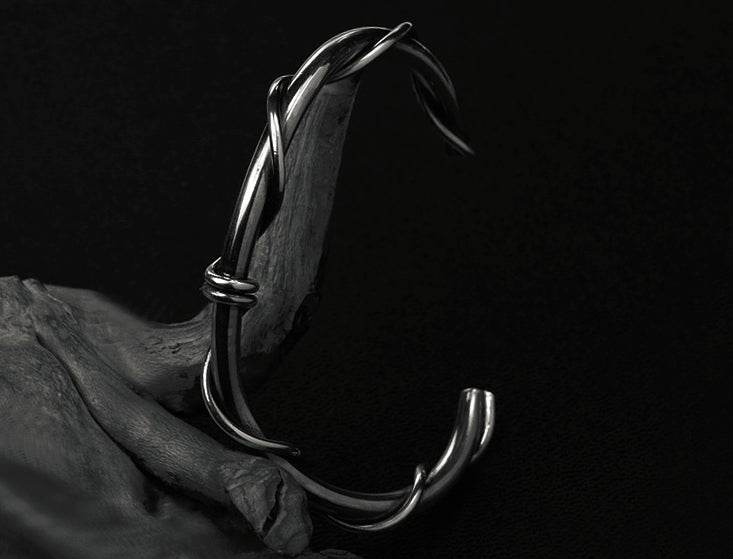 Men's fashion sterling silver winding vine bracelet - MOWTE