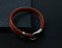 Men's fashion titanium steel leather bracelet - MOWTE