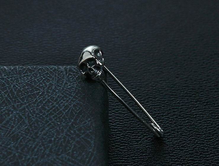 Men's unique skull silver ear stud - MOWTE