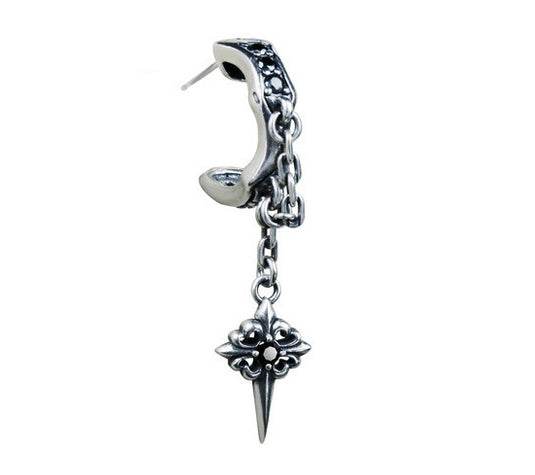 Men's fashion cross silver ear stud - MOWTE