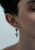 Men's fashion cross silver ear stud - MOWTE