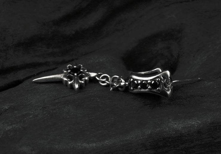 Men's fashion cross silver ear stud - MOWTE