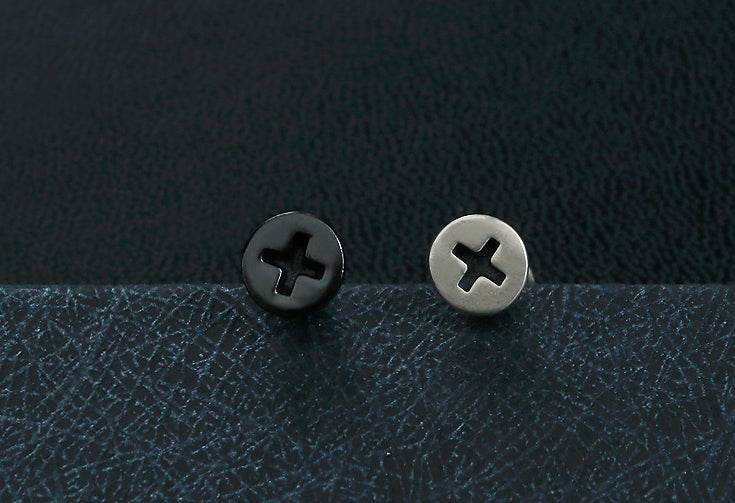 Men's fashion screw silver ear stud - MOWTE