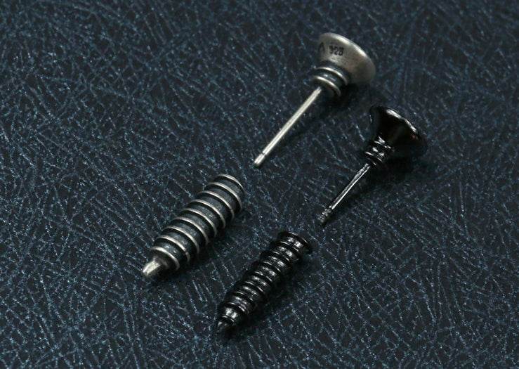 Men's fashion screw silver ear stud - MOWTE