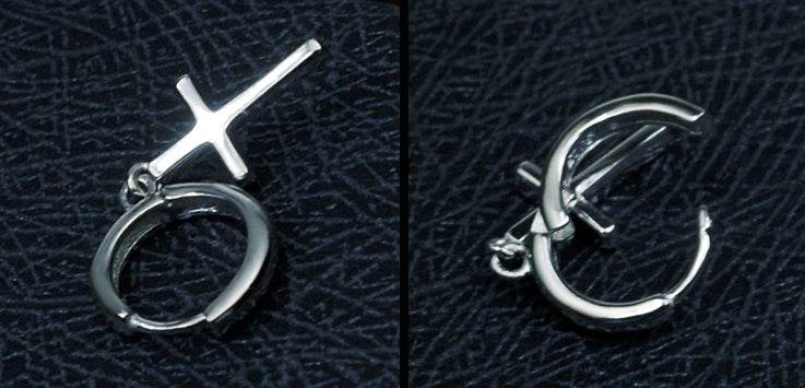 Men's fashion cross silver ear stud - MOWTE