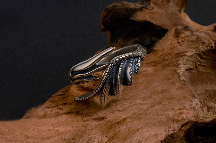 Men's fashion dragon tail sterling silver ring - MOWTE