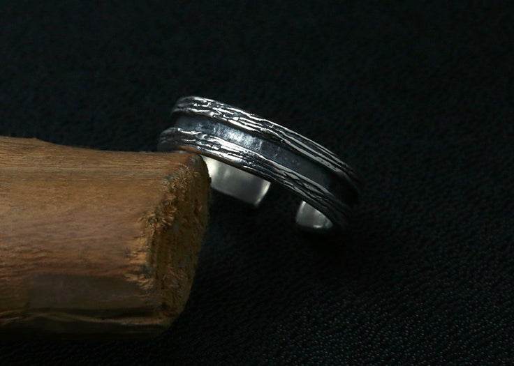 Men's vintage tree pattern sterling silver ring - MOWTE