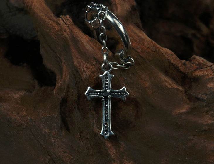 Men's fashion cross sterling silver ear studs - MOWTE