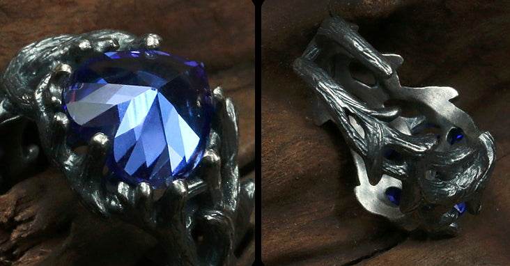 Men's vintage thorns sterling silver ring - MOWTE
