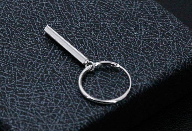 Men's silver column ear stud - MOWTE