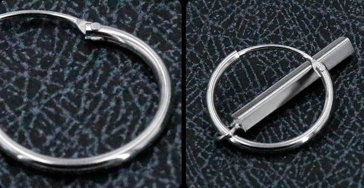 Men's silver column ear stud - MOWTE