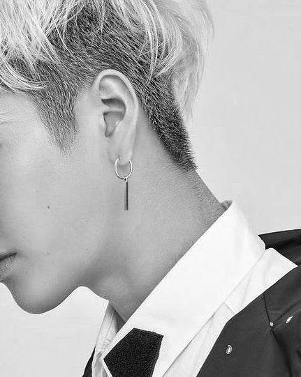 Men's silver column ear stud - MOWTE