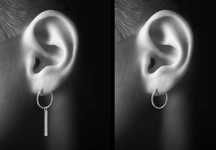 Men's silver column ear stud - MOWTE