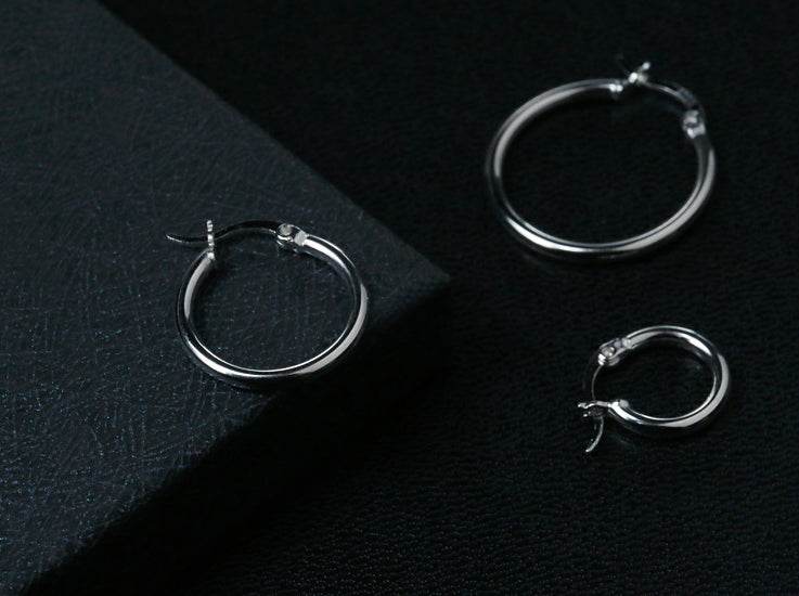 Men's fashion ring silver ear stud - MOWTE