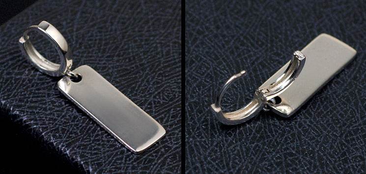 Men's fashion love the silver medal ear stud - MOWTE