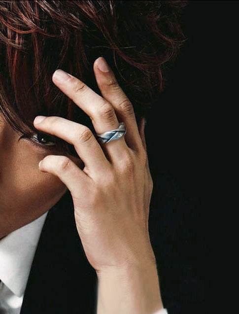 Men's fashion winding tail silver ring - MOWTE