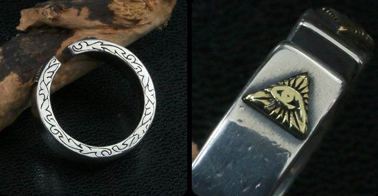 Men's fashion eye of omniscience silver ring - MOWTE