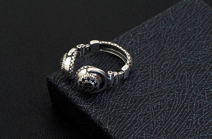 Men's fashion tail ring headset silver ring - MOWTE