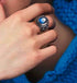 Men's fashion blue crystal silver ring - MOWTE