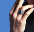 Men's fashion blue crystal silver ring - MOWTE