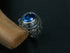 Men's fashion blue crystal silver ring - MOWTE