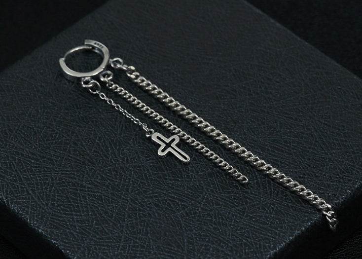 Men's fashion tassel cross ear stud - MOWTE