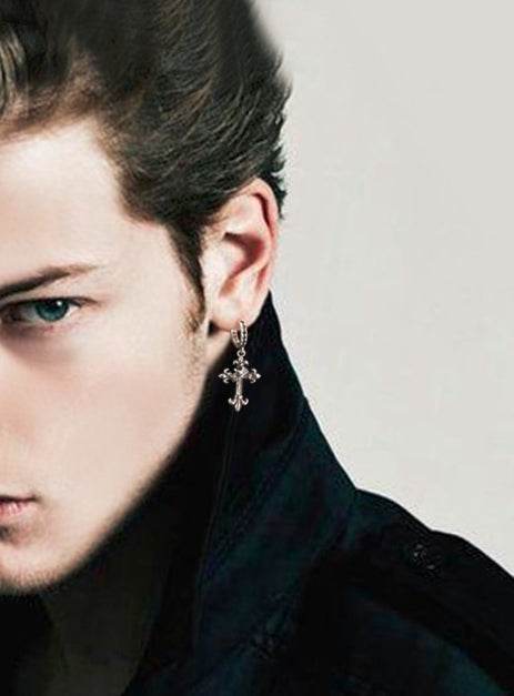 Men's vintage cross ear stud - MOWTE