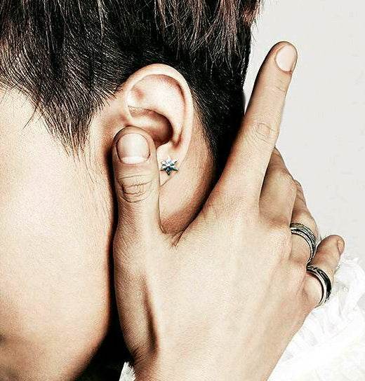 Men's fashion snowflake hexagonear ear stud - MOWTE