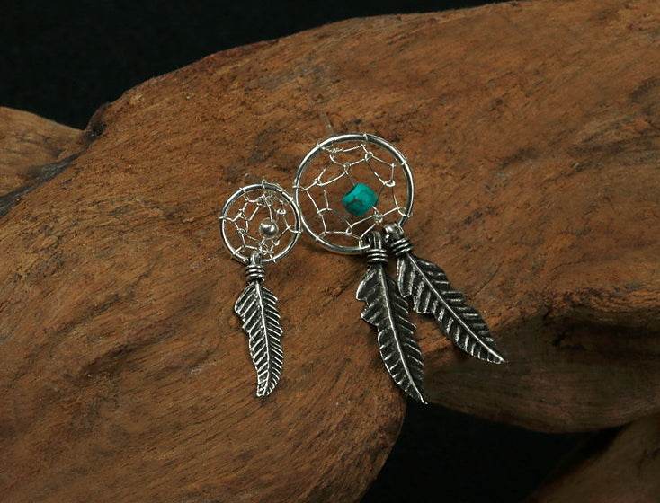 Men's fashion Indian-style braided feather ear stud - MOWTE