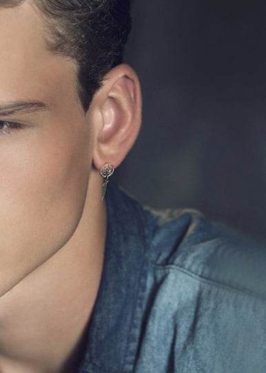 Men's fashion Indian-style braided feather ear stud - MOWTE