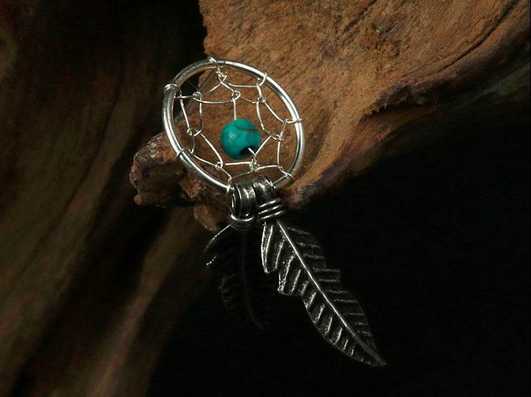 Men's fashion Indian-style braided feather ear stud - MOWTE