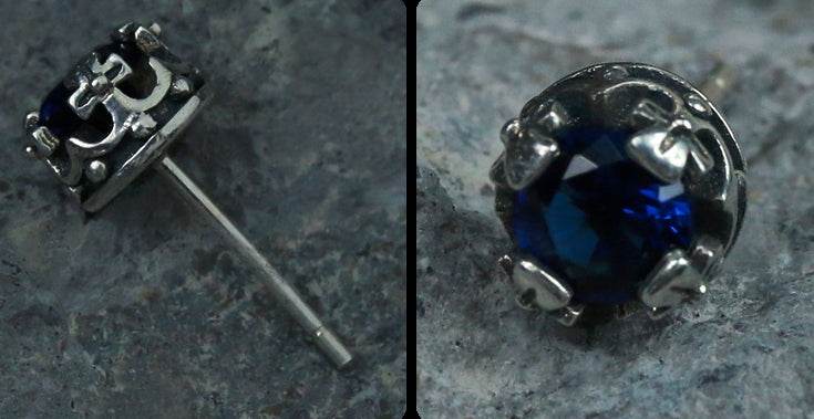 Men's fashion gems silver ear studs - MOWTE