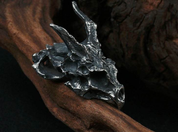 Men's fashion sterling silver dragon skeleton pendant & necklace - MOWTE