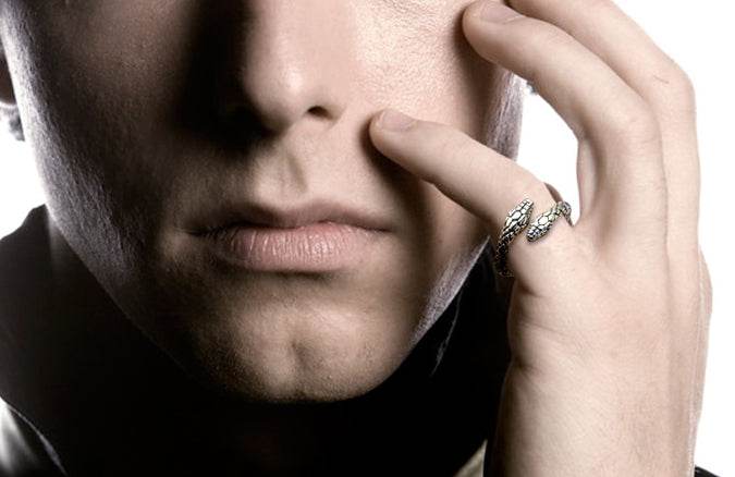 Men's fashion snake sterling silver ring - MOWTE