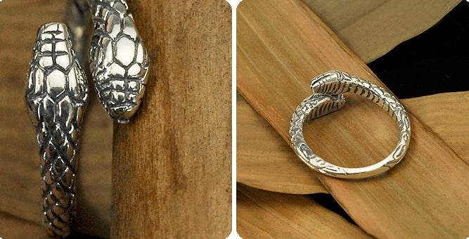 Men's fashion snake sterling silver ring - MOWTE