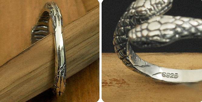Men's fashion snake sterling silver ring - MOWTE