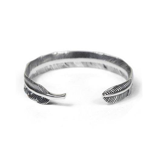 Men's fashion feather sterling silver bangle - MOWTE