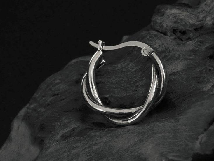 Men's fashion weave silver ear stud - MOWTE