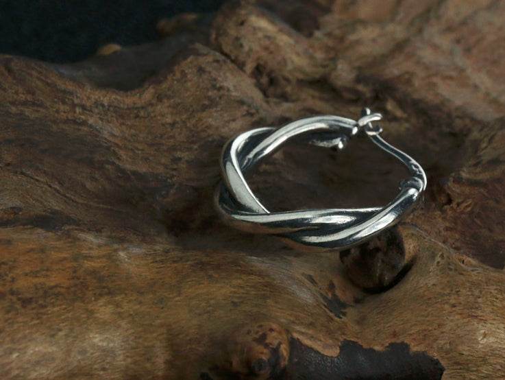 Men's fashion weave silver ear stud - MOWTE