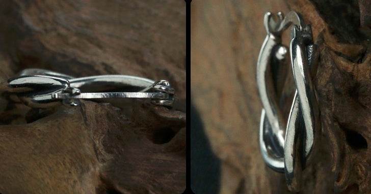 Men's fashion weave silver ear stud - MOWTE