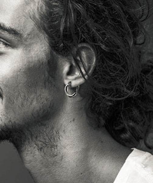 Men's fashion weave silver ear stud - MOWTE