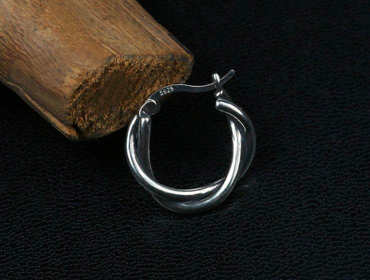 Men's fashion weave silver ear stud - MOWTE