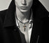 Men's vintage sterling silver snake cross pendant & necklace - MOWTE