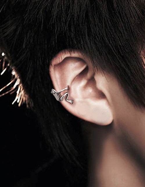 Men's fashion silver frog ear clip ear cuff - MOWTE