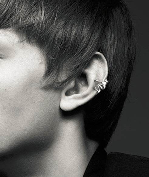 Men's fashion silver frog ear clip ear cuff - MOWTE