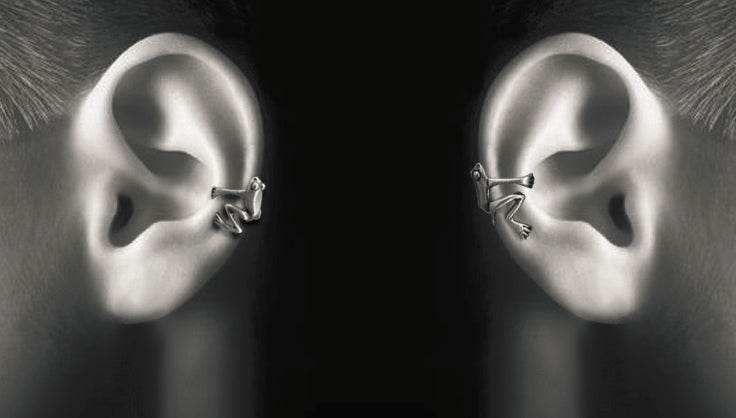 Men's fashion silver frog ear clip ear cuff - MOWTE