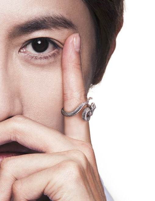 Men's fashion snake sterling silver ring - MOWTE